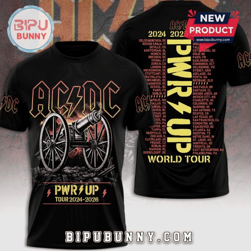 AC DC PWR UP Tour 2024-2026 Band Cannon Graphic Black T-Shirt
