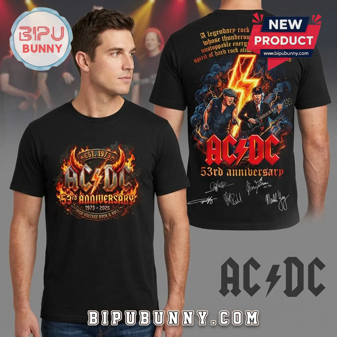 ACDC 53rd Anniversary 1973-2026 Signed Commemorative 3D T-Shirt ACDC 53rd Anniversary 1973-2026 Signed Commemorative 3D T-Shirt
