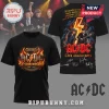 Black tee; AC/DC 53rd anniversary design, flames, signatures, lightning bolt, 1973-2026 dates, high voltage rock and roll text!