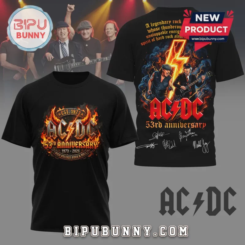 ACDC 53rd Anniversary 1973-2026 Signed Commemorative 3D T-Shirt ACDC 53rd Anniversary 1973-2026 Signed Commemorative 3D T-Shirt
