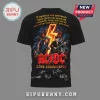 Black tee. AC/DC 53rd Anniversary graphic. Band members, lightning, signatures. Rock tee design!