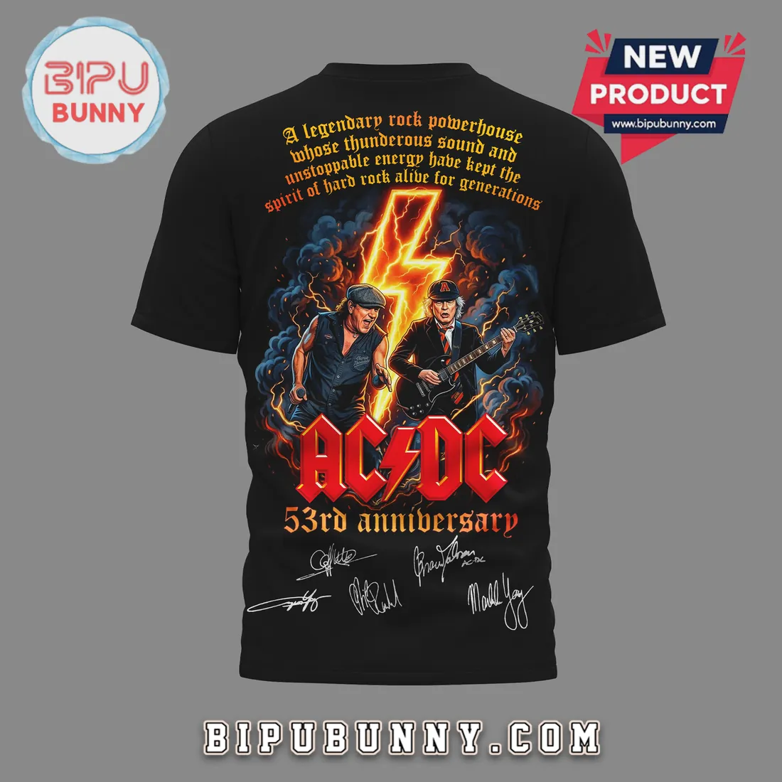 ACDC 53rd Anniversary 1973-2026 Signed Commemorative 3D T-Shirt ACDC 53rd Anniversary 1973-2026 Signed Commemorative 3D T-Shirt