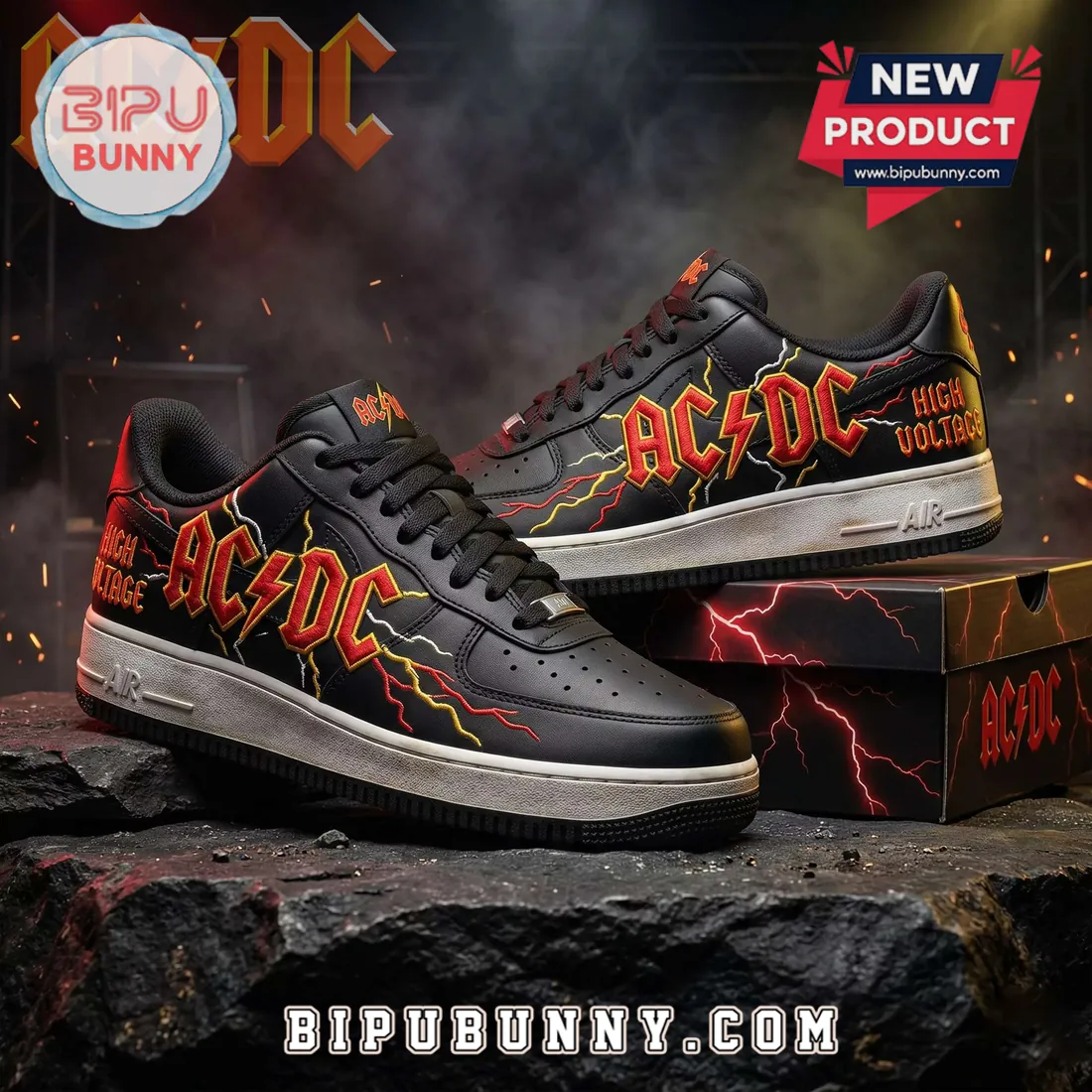 AC/DC Heavy Metal Band High Voltage Custom Lightning Air Force 1 AC/DC Heavy Metal Band High Voltage Custom Lightning Air Force 1