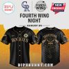 Black/gold Rockies jersey with 'Fourth Wing Night, August 24' text and dragon design!