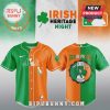 Green & orange baseball jersey: 'Mets' script, clover, 'Irish Heritage Night', 'Irish Pride'.!
