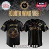 Black and gold baseball jersey featuring 'Fourth Wing Night,' 'Rockies,' and custom name option!