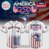Baseball jersey featuring 'Blue Jays' and American flag design for America 250th anniversary.!