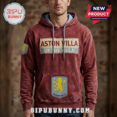 Aston Villa Up The Villa Vintage Graphic Pullover Hoodie