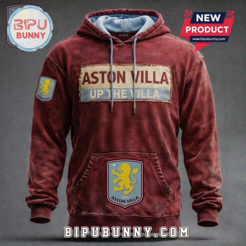 Aston Villa Up The Villa Vintage Graphic Pullover Hoodie