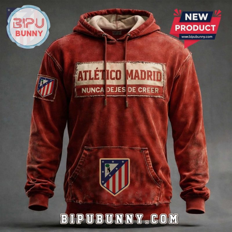 Atletico Madrid Nunca Dejes Vintage Style Graphic Hoodie