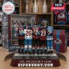 Figurine set featuring Sakic(10), Stastny(26), Mackinnon(29), Hejduk(23), and Goulet(16) in Avalanche jerseys.!