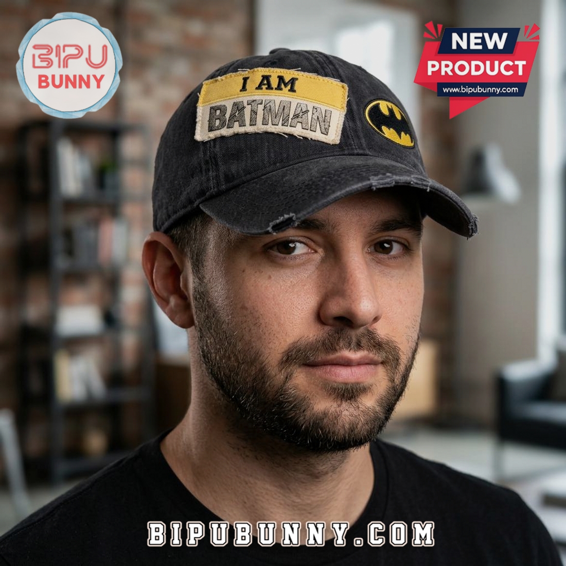 Batman I Am Vintage Distressed Embroidered Adjustable Baseball Cap Batman I Am Vintage Distressed Embroidered Adjustable Baseball Cap
