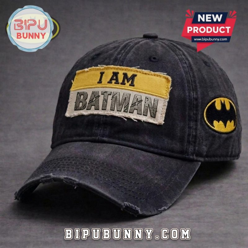 Batman I Am Vintage Distressed Embroidered Adjustable Baseball Cap Batman I Am Vintage Distressed Embroidered Adjustable Baseball Cap
