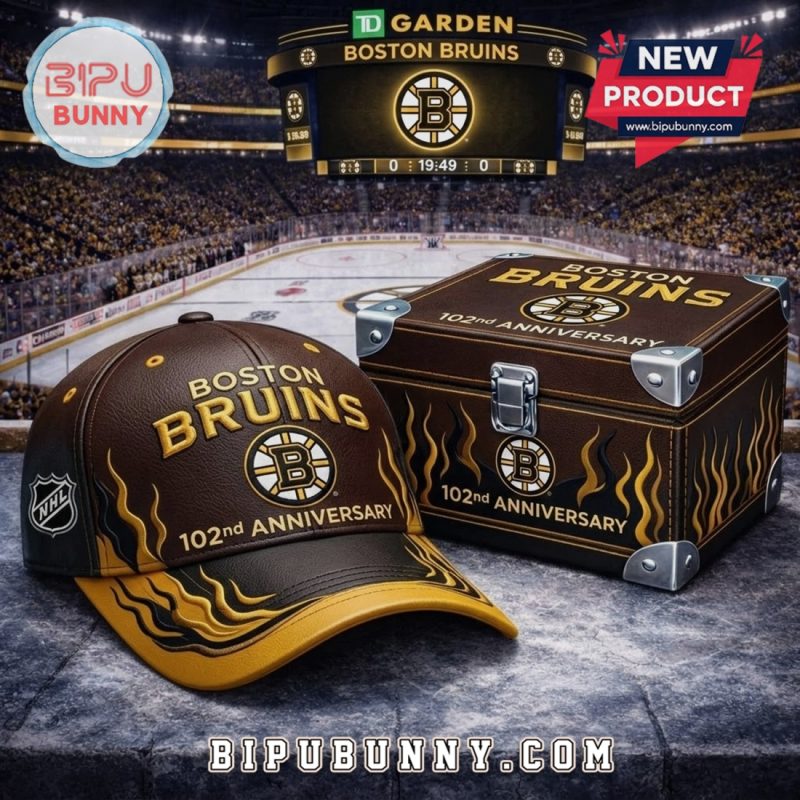 Boston Bruins 102nd Anniversary Premium Edition Leather Look Cap