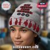 Gray BTS beanie! Red 'BTS World Tour Arirang' text, band member silhouettes. K-Pop style!