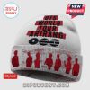White beanie with red BTS World Tour Arirang text! Red figures on brim!