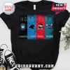 Black tee with Charlotte sports teams logos: Charlotte FC, Panthers, Checkers, and Hornets.!