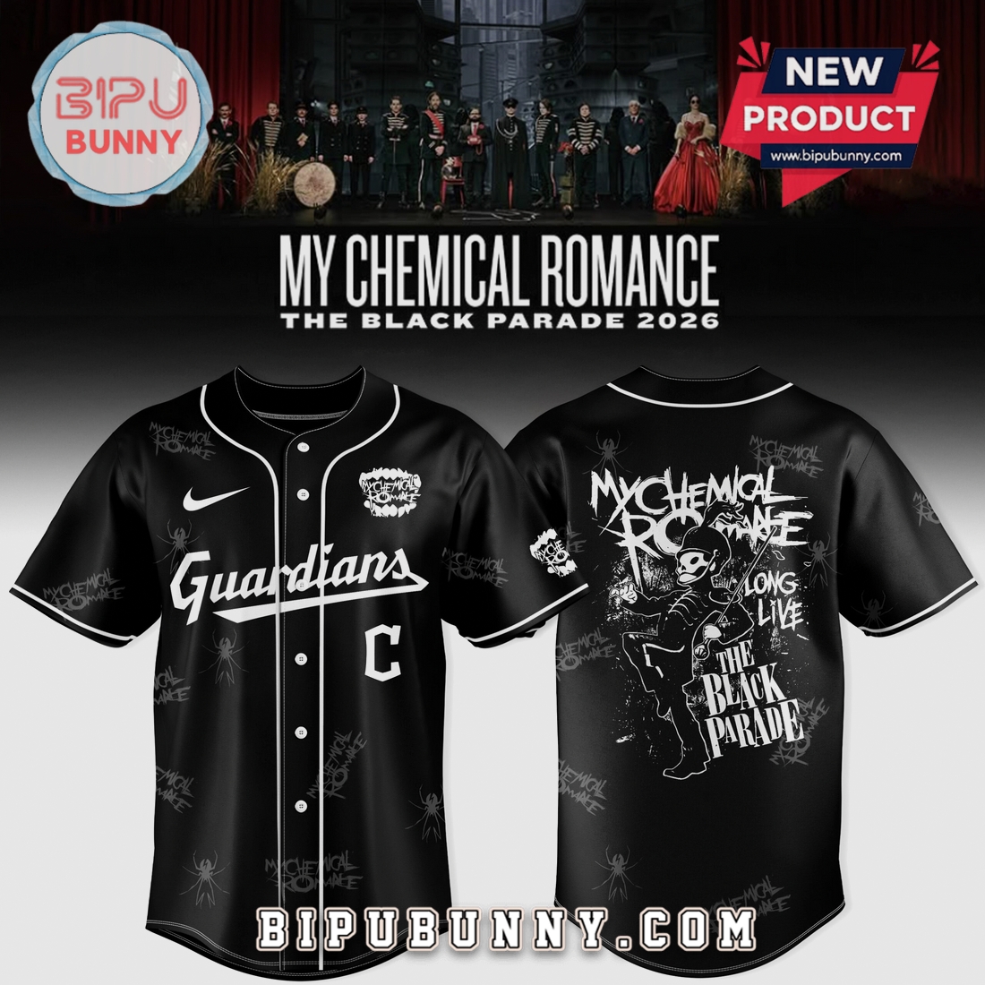 Cleveland Guardians x My Chemical Romance Black Parade 2026 Baseball Jersey Cleveland Guardians x My Chemical Romance Black Parade 2026 Baseball Jersey