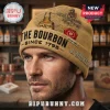 Tan beanie with bourbon whiskey bottle, seal, farmer graphic; text: THE BOURBON SINCE 1795, CUSTOM NAME, J. WALKER!