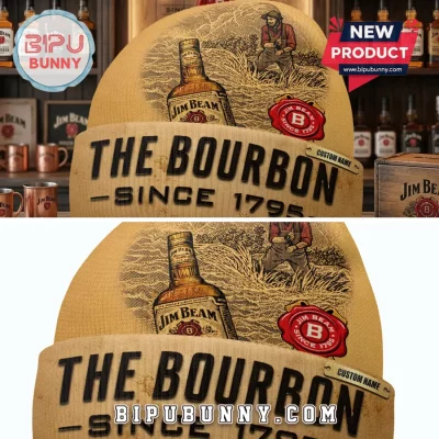 Custom Name Bourbon Whiskey 3D Embroidered Beanie Hat