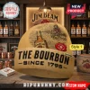 Tan beanie with Jim Beam bourbon bottle, man, and seal. Text: THE BOURBON - SINCE 1795- CUSTOM NAME!