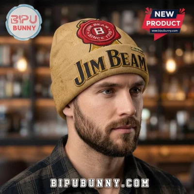 Custom Name Jim Beam Whiskey 3D Embroidered Beanie Hat