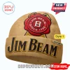 Tan beanie with black/gold 'Jim Beam' text, 'Since 1795' red seal. Custom name option!