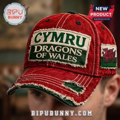 Cymru Dragons Of Wales Distressed Vintage Style Baseball Cap