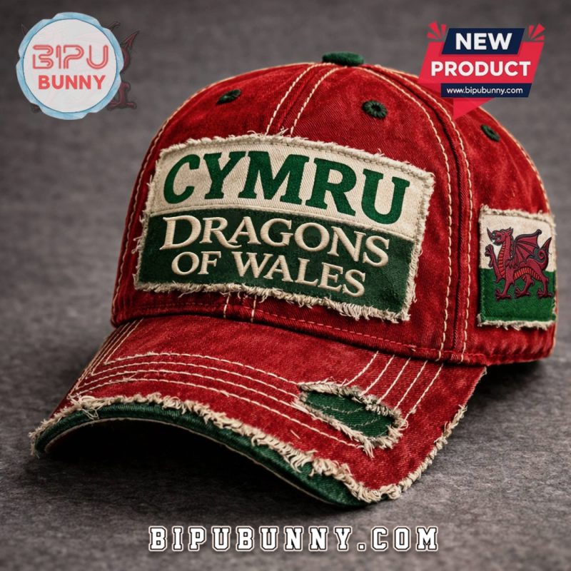 Cymru Dragons Of Wales Distressed Vintage Style Baseball Cap