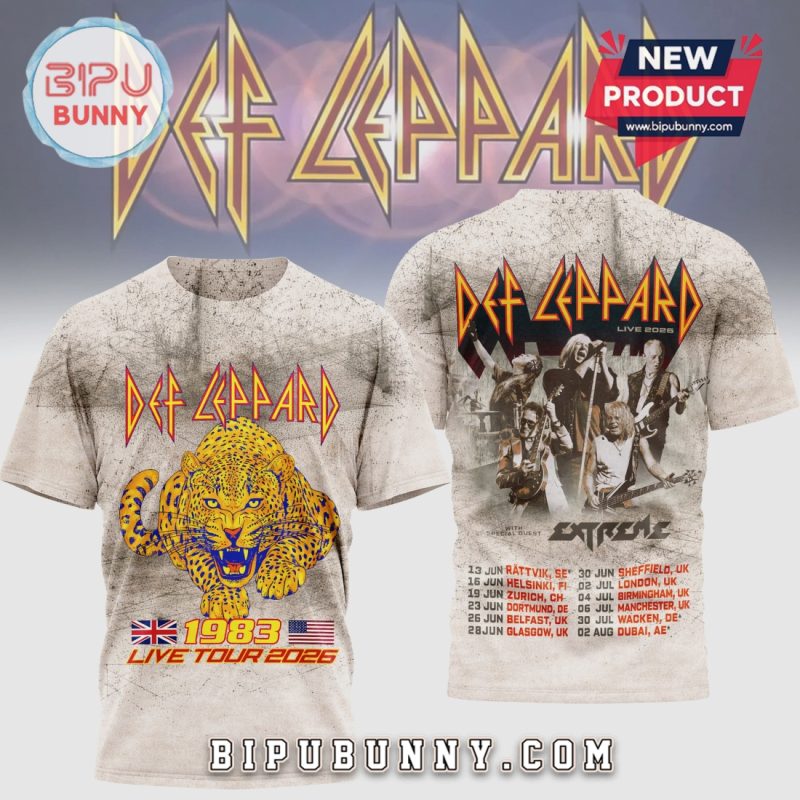 Def Leppard 1983 Live Tour 2026 3D Premium Graphic T-Shirt