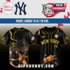 Black baseball jersey with yellow trim, 'New York' text, 'Demon Slayer' anime art, and Yankees logo!