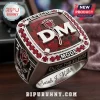 Silver ring with red stones, rose art, and 'Depeche Mode DM Enjoy the Silence' text!