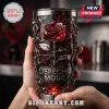 Red floral mosaic tumbler: DEPECHE MODE text! Goth rose print on drinkware!