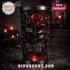 Red Depeche Mode stainless tumbler! Rose graphic, metal vine, & glass shards design!