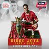Diogo Jota figure holding Premier League trophy. Text: Diogo Jota, 1996-2025.!