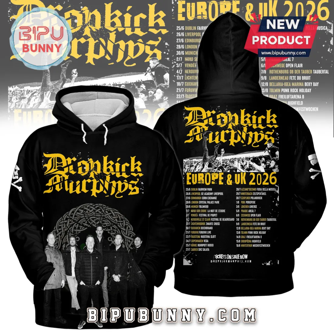Dropkick Murphys Europe And UK Tour 2026 Official Concert T-Shirt Dropkick Murphys Europe And UK Tour 2026 Official Concert T-Shirt