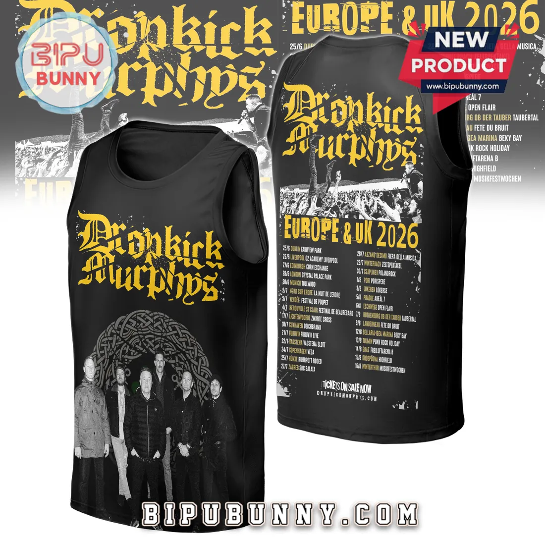 Dropkick Murphys Europe And UK Tour 2026 Official Concert T-Shirt Dropkick Murphys Europe And UK Tour 2026 Official Concert T-Shirt
