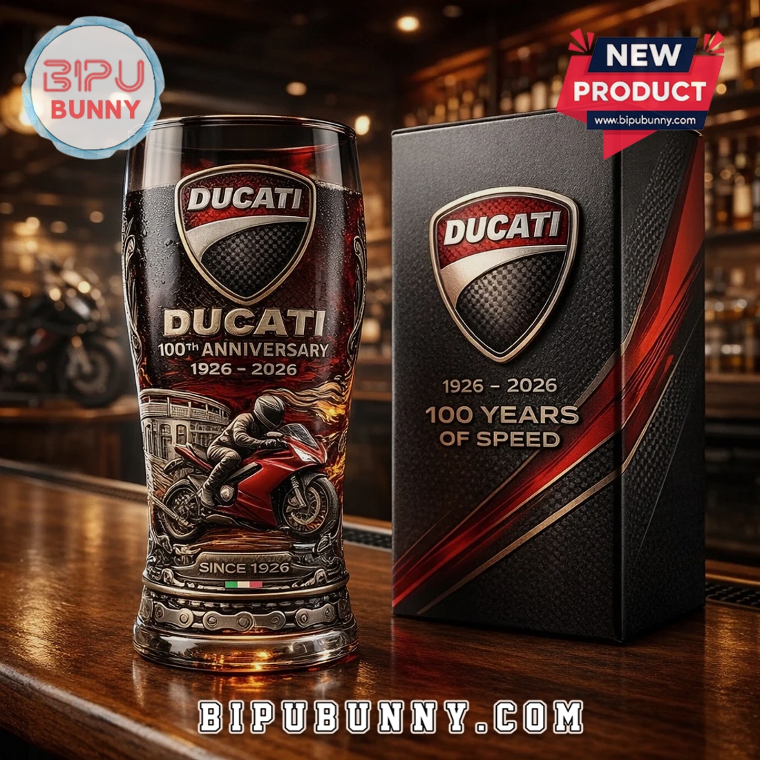 Ducati 100 Years of Speed Anniversary Limited Edition Collectible Beer Glass Ducati 100 Years of Speed Anniversary Limited Edition Collectible Beer Glass