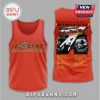 Orange 'Eagles of Death Metal' tank top. Concert dates shown. Retro rock design!