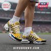 Yellow and black sneakers with a custom 'Your Name' text and an eagle design on the side and toe.!