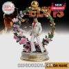 Elvis Presley statue in white jumpsuit with floral frame and 'ELVIS' text above. New product by Bipu Bunny.!