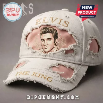 Elvis Presley The King Vintage Distressed Embroidered Baseball Cap