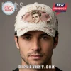 Distressed white cap: ELVIS, The King, portrait. Retro design!