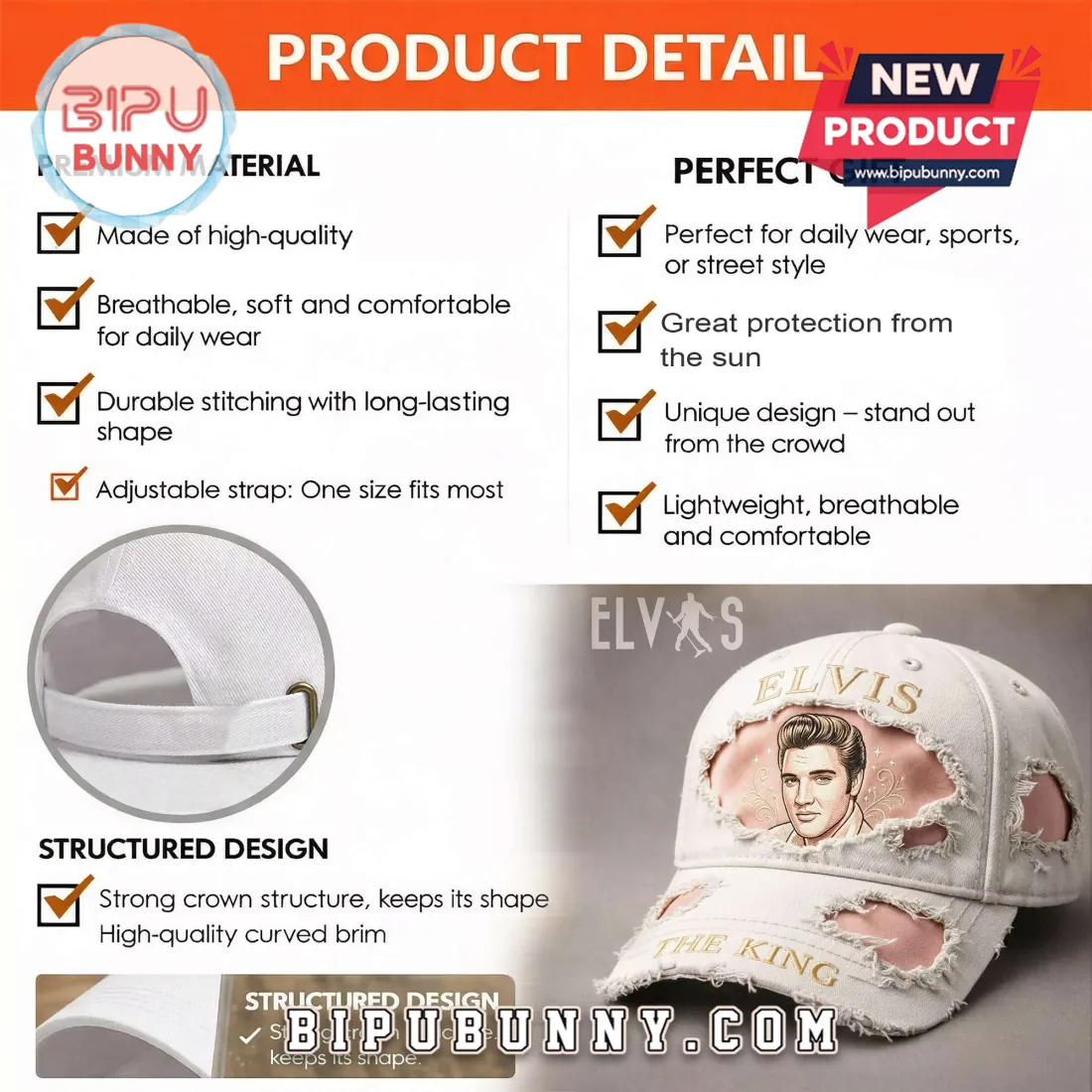 Elvis Presley The King Vintage Distressed Embroidered Baseball Cap Elvis Presley The King Vintage Distressed Embroidered Baseball Cap