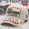 Off-white cap with 'Foo Fighters Take Cover Tour' text, red accents, and simulated autographs.!