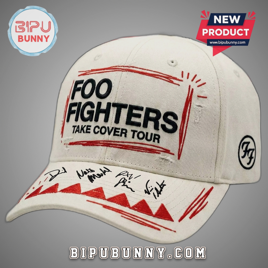 Foo Fighters Take Cover Tour Signature Cream Baseball Cap Foo Fighters Take Cover Tour Signature Cream Baseball Cap