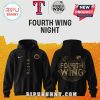 Black Fourth Wing hoodie with gold graphics, including text 