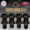 Fourth Wing Night baseball jerseys: black with gold, featuring Rockies, Rangers, Giants, Dodgers. Back says RIORSON with dragon design!