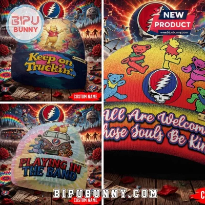 Grateful Dead Personalized Dancing Bears Tie Dye Winter Beanie Hat