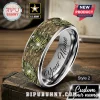 Silver ring, camouflage pattern, gold 